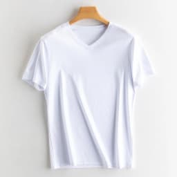 Men's High-end Fabric Silk Mercerized Cotton T-shirt Crew Neck Luxury Tee Short Sleeve Silky Feeling Summer Wear Vacation V-neck
