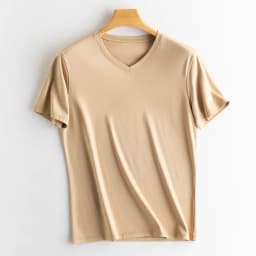 Men's High-end Fabric Silk Mercerized Cotton T-shirt Crew Neck Luxury Tee Short Sleeve Silky Feeling Summer Wear Vacation V-neck