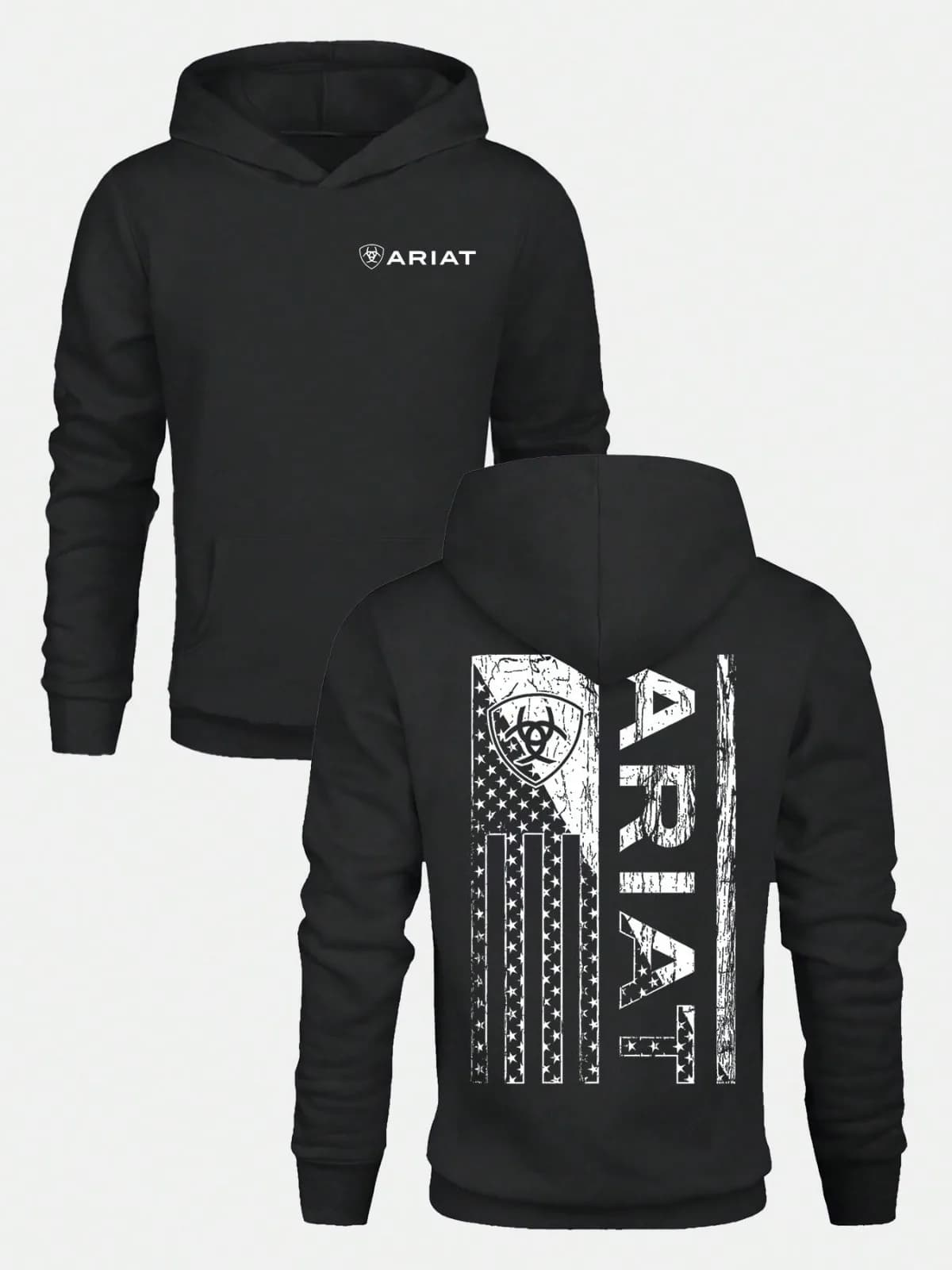 Men's ARIAT Distressed American Flag Graphic Hoodie Casual Soft & Breathable Pullover Hooded Sweatshirt Fall Streetwear Outfits