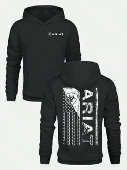 Men's ARIAT Distressed American Flag Graphic Hoodie Casual Soft & Breathable Pullover Hooded Sweatshirt Fall Streetwear Outfits