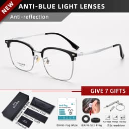 CLLOIO Ultralight Vintage Titanium Reading Glasses Anti Blue Light Eyebrow Frame Myopia Glasses Progressive Prescription Eyewear