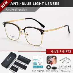 CLLOIO Ultralight Vintage Titanium Reading Glasses Anti Blue Light Eyebrow Frame Myopia Glasses Progressive Prescription Eyewear