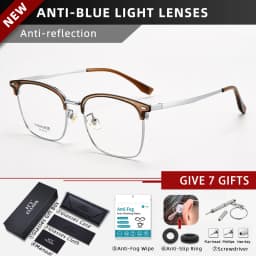 CLLOIO Ultralight Vintage Titanium Reading Glasses Anti Blue Light Eyebrow Frame Myopia Glasses Progressive Prescription Eyewear
