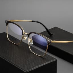 CLLOIO Ultralight Vintage Titanium Reading Glasses Anti Blue Light Eyebrow Frame Myopia Glasses Progressive Prescription Eyewear