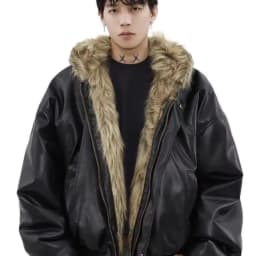 Winter New Fashion American Men's Solid Fur-lined Warm Outwear Casual Loose Daily Thicken Faux Leather Coats Male Clothes