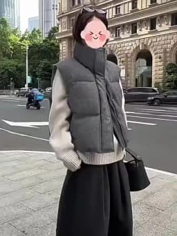 2025 Korea Chic Streetwear Personalized Vest Short Parkas Casual Elegant Coat Advanced High Street Moda All-match Women Jacket
