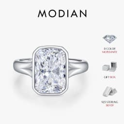 MODIAN 4.5CT D Color Moissanite Ring 925 Sterling Silver Rectangle Lab Diamond Wedding Statement Rings For Women Fine Jewelry