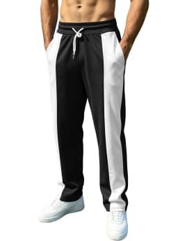 Men's Spring-Summer Comfortable Breathable Sports Long Pants with Patchwork Pattern and Pockets - Fitness and Camping Pants