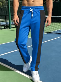 Men's Spring-Summer Comfortable Breathable Sports Long Pants with Patchwork Pattern and Pockets - Fitness and Camping Pants