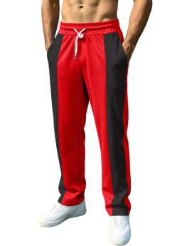 Men's Spring-Summer Comfortable Breathable Sports Long Pants with Patchwork Pattern and Pockets - Fitness and Camping Pants