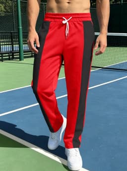 Men's Spring-Summer Comfortable Breathable Sports Long Pants with Patchwork Pattern and Pockets - Fitness and Camping Pants