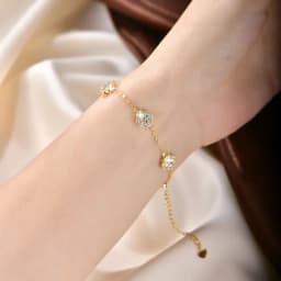 Lnkry 2.5MM Moissanite Necklace Bracelet Stud Earring 14k Gold Filled Four Leaf Flower Jewelry Set For Couples Wedding Gift