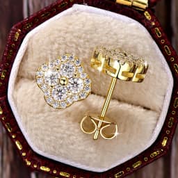 Lnkry 2.5MM Moissanite Necklace Bracelet Stud Earring 14k Gold Filled Four Leaf Flower Jewelry Set For Couples Wedding Gift