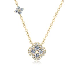 Lnkry 2.5MM Moissanite Necklace Bracelet Stud Earring 14k Gold Filled Four Leaf Flower Jewelry Set For Couples Wedding Gift