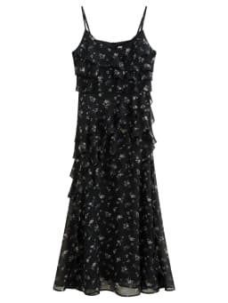 FSLE Summer Women Floral Print Ruffle Tiered Maxi Dress Adjustable Spaghetti Strap A-Line Long Dress Coquette Romantic Style