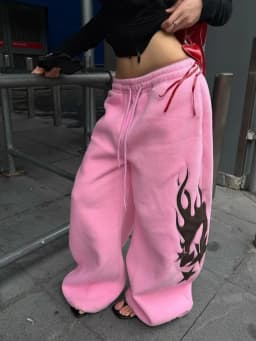 Y2K Women Streetwear Wide Leg Embroidery Sweatpants Baggy Oversized Pants Grunge Joggers Trousers Acubi 2000s Alt Clothes