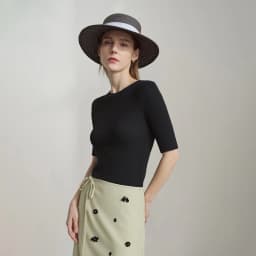 Amii Women's Sweater 2026 Autumn New Cotton Versatile Crew Neck Women's Knitted Sweater Slim Three-Quarter Sleeve Top 12641132