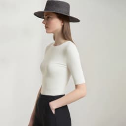 Amii Women's Sweater 2026 Autumn New Cotton Versatile Crew Neck Women's Knitted Sweater Slim Three-Quarter Sleeve Top 12641132