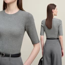 Amii Women's Sweater 2026 Autumn New Cotton Versatile Crew Neck Women's Knitted Sweater Slim Three-Quarter Sleeve Top 12641132