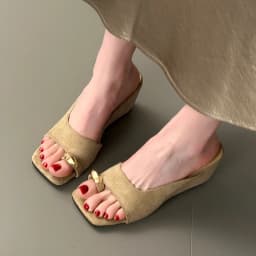 Wedges Sandals Women High Heels Clip Toe Shoes Square Toe Slippers Summer 2026 Designer New Flip Flops Fashion Pumps Lady Slides