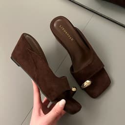 Wedges Sandals Women High Heels Clip Toe Shoes Square Toe Slippers Summer 2026 Designer New Flip Flops Fashion Pumps Lady Slides