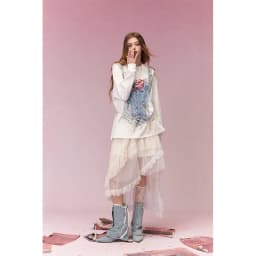 ELFSACK Trompe L'oeil Printed Long Sleeve T-Shirt, Casual Oversized Loose Tops for Women's Daily Outfit