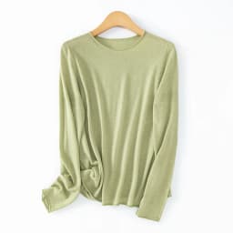 WinvyNee Women Worsted Wool Seamless Knit Crew Neck Plain Long Sleeve Spring Autumn Lightweight Skin-friendly Pullover A1757019A