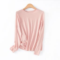 WinvyNee Women Worsted Wool Seamless Knit Crew Neck Plain Long Sleeve Spring Autumn Lightweight Skin-friendly Pullover A1757019A