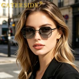 Caterside New Retro Small Frame Sunglasses Men's Polygonal Lenses Sun Glasses Women Business Travel Party Eyewear Summer Style