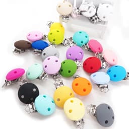 Chenkai 20PCS 35mm Silicone Round Clips Baby Pacifier Dummy Teether Soother Nursing Jewelry Toy Accessory Holder Teething Clips