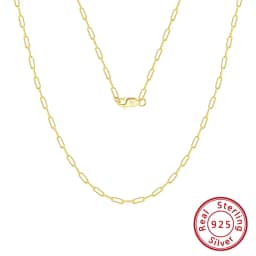 ORSA JEWELS 14K Gold 925 Sterling Silver 1.8mm Paperclip Neck Chain Fashion Link Chain Necklaces for Women Dainty Jewelry SC39