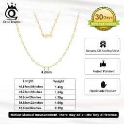 ORSA JEWELS 14K Gold 925 Sterling Silver 1.8mm Paperclip Neck Chain Fashion Link Chain Necklaces for Women Dainty Jewelry SC39