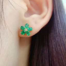 3*4mm Natural Emerald Flower Design Earrings with Certificate Fine Charm Fashion Weddings Jewelry for Women