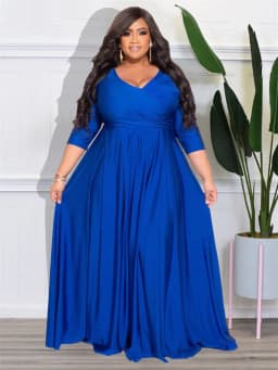 Wmstar Plus Size Party Dresses for Women Fall Clothes  V Neck Bandage Big Hem Elegant Party Maxi Dress Wholesale Dropshipping