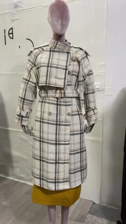 Lautaro Autumn Winter Long Loose Warm Plaid Wool Blends Trench Coat for Women Raglan Sleeve Belt Double Breasted Woolen Overcoat