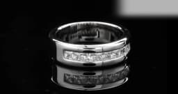 Newshe 925 Silver Certified Moissanite Mens Wedding Band Half Eternity Princess Cut Lab Created Diamond Ring Luxury Jewelry