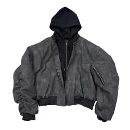Mauroicardi Spring Oversized Vintage Black Faux Suede Leather Jacket Men Zipper Fake 2 Piece Luxury Designer Clothes Hoodie 2024