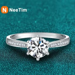 NeeTim Real 3 Carat Moissanite Wedding Ring for Women 925 Sterling Silver Round Brilliant Sparkling Engagement Rings Gift