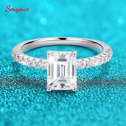 Smyoue 1-4CT Emerald/radiant Cut Moissanite Ring for Women Engagement Wedding Bride 100% Sterling Silver 925 Jewelry Certified