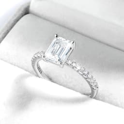 Smyoue 1-4CT Emerald/radiant Cut Moissanite Ring for Women Engagement Wedding Bride 100% Sterling Silver 925 Jewelry Certified