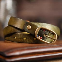 Retro Narrow Genuine Leather Women's Belt Pure Copper Button Western Cowboy Style Versatile Jeans Belt Fashion Luxury Women Belt