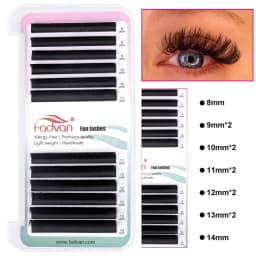 10 Case Easy Fanning Eyelash Extensions Faux mink Flare Soft Eye Lashes Russian Volume Eyelash Extensions Cilia Silk Lashes