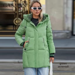 GASMAN 2024 Women Down Jacket Long Classic zipper design Big Pocket Stand Collar Hooded Slim coat Women Parkas GM-83325