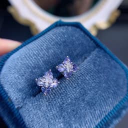 New Fine Jewelry 3mm Natural Tanzanite Earring Silver 925 Earings for Women Daily Wear