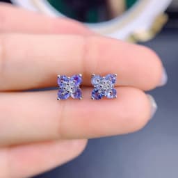 New Fine Jewelry 3mm Natural Tanzanite Earring Silver 925 Earings for Women Daily Wear