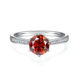 NeeTim 1ct 6.5mm Red Blue Pink Yellow Green Purple Black Moissanite Ring Sterling 925 Silver Wedding Party Band for Women Gifts