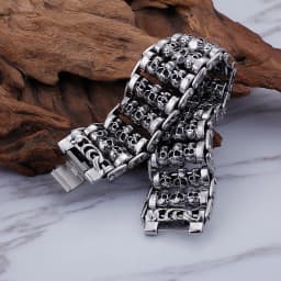 35mm Width Hugh Demon Skull Bracelet Men Heavy Overbearing Motor Biker Wristband
