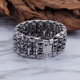 35mm Width Hugh Demon Skull Bracelet Men Heavy Overbearing Motor Biker Wristband