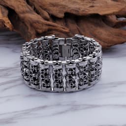 35mm Width Hugh Demon Skull Bracelet Men Heavy Overbearing Motor Biker Wristband