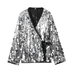 YENKYE New Autumn Women Sequin Kimono Jacket Coat Long Sleeve V Neck Female Casual Loose Outerwear Chic Lady Wrap Outfits